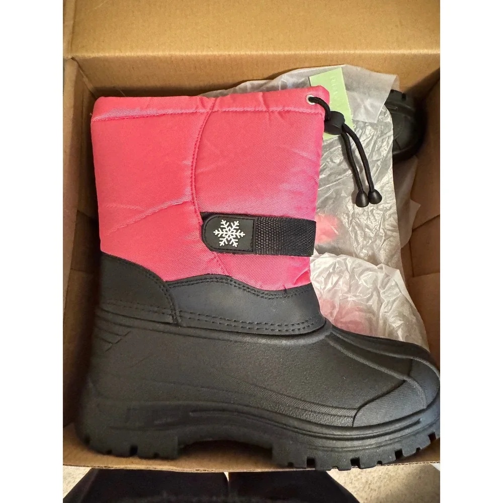 Koppell Kids Pink Black Snow Boots Waterproof‎ Winter Warm Size 6